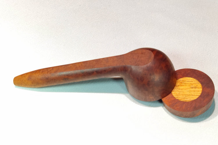 Slender Briarwood Smoking Pipe with Mahogany Inlayed Cap