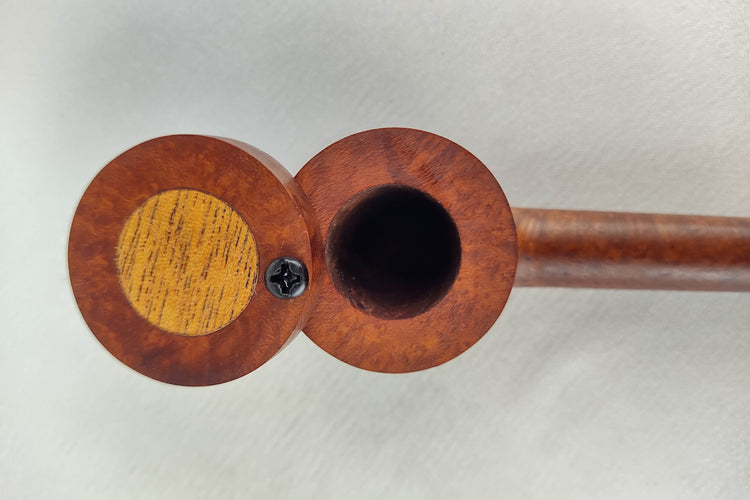 Slender Briarwood Smoking Pipe with Mahogany Inlayed Cap