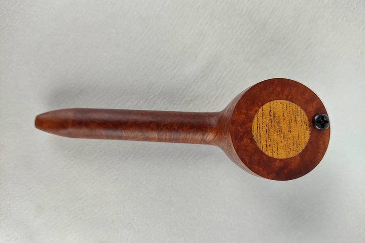 Slender Briarwood Smoking Pipe with Mahogany Inlayed Cap