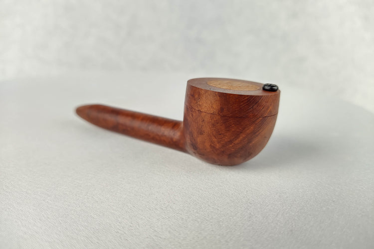 Slender Briarwood Smoking Pipe with Mahogany Inlayed Cap