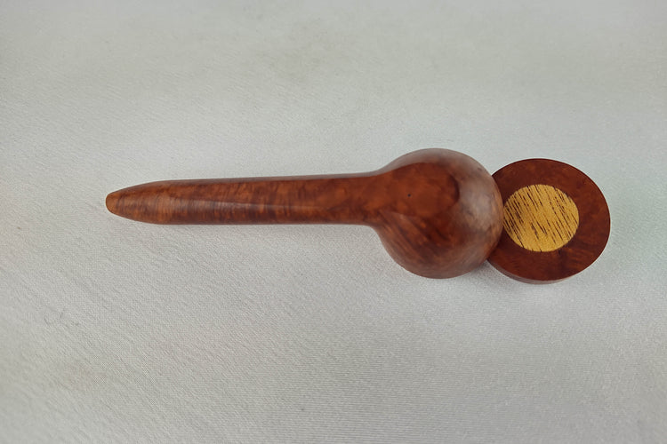 Slender Briarwood Smoking Pipe with Mahogany Inlayed Cap