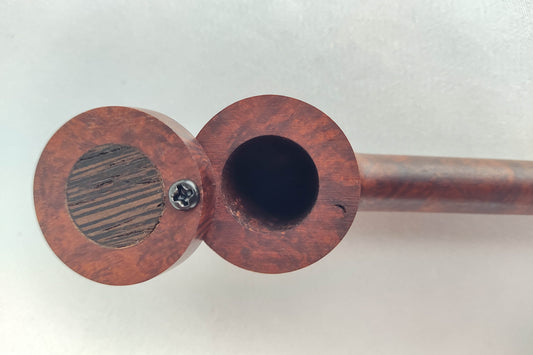 Briarwood Slender, Small Bowl Smoking Pipe with a Wenge Inlayed Cap